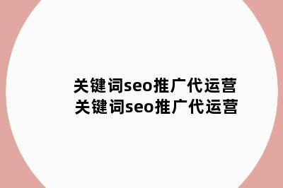 关键词seo推广代运营 关键词seo推广代运营